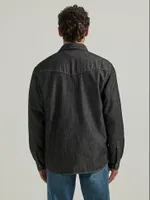 Men's Heavyweight Sherpa Lined Denim Shirt Jacket Black