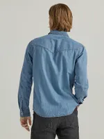 Men's Denim Western Snap Shirt Light Wash