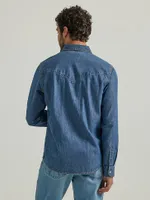 Men's Denim Western Snap Shirt Mid Wash