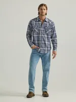 Men's Broken Twill Plaid Shirt Vaporous Gray