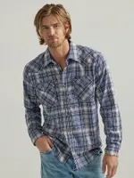 Men's Broken Twill Plaid Shirt Vaporous Gray