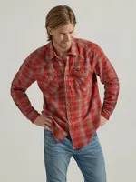 Men's Broken Twill Plaid Shirt Burnt Henna