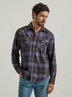 Men's Broken Twill Plaid Shirt Jet Black