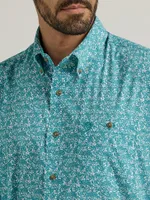 Wrangler® George Strait™ Long Sleeve Button Down One Pocket Shirt Paisley Teal