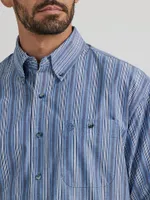 Wrangler® George Strait™ Long Sleeve Button Down One Pocket Shirt Periwinkle Stripe