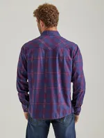 Men's Wrangler Retro® Premium Long Sleeve Western Snap Plaid Shirt Purple Dissolve