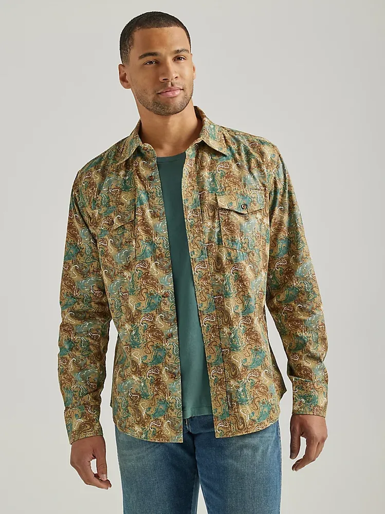 Men's Wrangler Retro Premium Western Snap Print Shirt