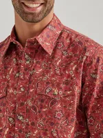 Wrangler® Way Out West Western Snap Shirt Terracotta