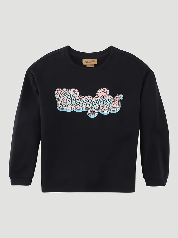 Girl's Wrangler Script Logo Sweatshirt Black