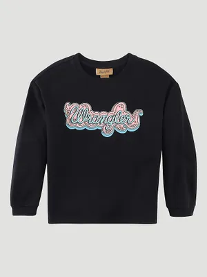 Girl's Wrangler Script Logo Sweatshirt Black