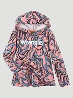 Girl's Wrangler Ruffle Hem Pullover Hoodie Pink