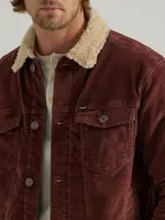 Men's Wrangler® Sherpa Lined Corduroy Trucker Jacket Bitter Chocolate