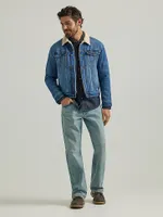 Men's Wrangler® Sherpa Lined Denim Jacket Mid Wash