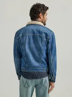 Men's Wrangler® Sherpa Lined Denim Jacket Mid Wash