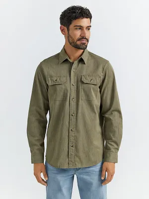 Men’s Wrangler® Long Sleeve Twill/Denim Shirt Winter Moss