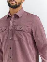 Men’s Wrangler® Long Sleeve Twill/Denim Shirt Rum Raisin