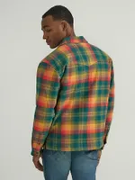 Men's Quilted Lined Plaid Overshirt Racing Red