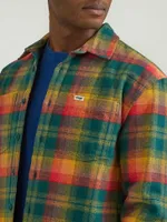 Men's Quilted Lined Plaid Overshirt Racing Red