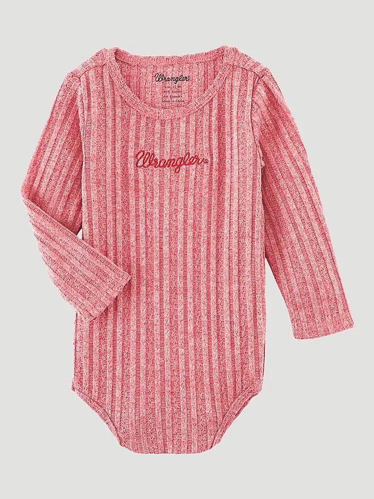 Baby Girl's Chunky Knit Logo Bodysuit Pink