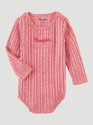 Baby Girl's Chunky Knit Logo Bodysuit Pink