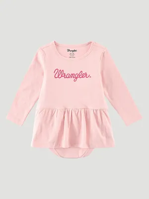 Baby Girl's Long Sleeve Logo Skirted Bodysuit Coral Blush