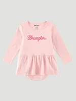 Baby Girl's Long Sleeve Logo Skirted Bodysuit Coral Blush