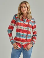 Women's Wrangler Retro® Horizontal Geo Snap Shirt Blue/Multi