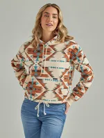 Women's Wrangler Retro® Allover Southwestern Cinched Hoodie White Smoke