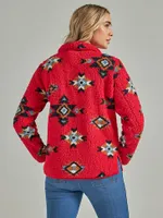 Women's Wrangler Retro Quarter-Zip Sherpa Pullover Tango Red