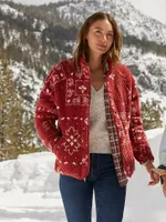 Women's Wrangler Retro® Printed Sherpa Snap Jacket Burnt Henna