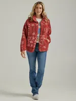 Women's Wrangler Retro® Printed Sherpa Snap Jacket Burnt Henna