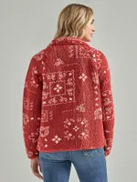 Women's Wrangler Retro® Printed Sherpa Snap Jacket Burnt Henna