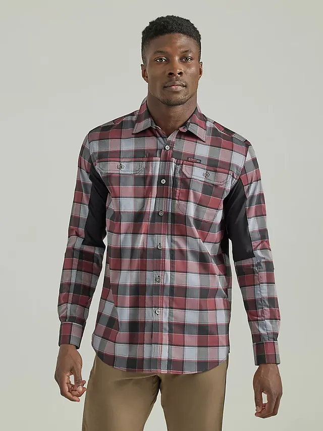 ATG by Wrangler® Men's Thermal Lined Flannel Shirt in Mahogany