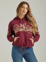 Women's Wrangler Retro® Cowboy Panorama Graphic Cinched Hoodie Port Royale