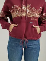 Women's Wrangler Retro® Cowboy Panorama Graphic Cinched Hoodie Port Royale