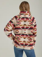 Women's Wrangler Retro® Printed Sherpa Snap Jacket Antique White