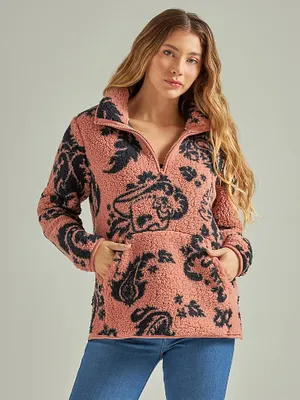 Women's Wrangler Retro® Cowboy Hat Sherpa Pullover Ash Rose