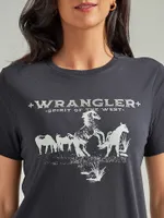 Women's Wrangler Western Graphic Reg Fit Tee Bucking Horse Black