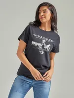 Women's Wrangler Western Graphic Reg Fit Tee Bucking Horse Black