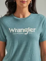 Women's Wrangler Western Graphic Reg Fit Tee Sagebrush Green Logo