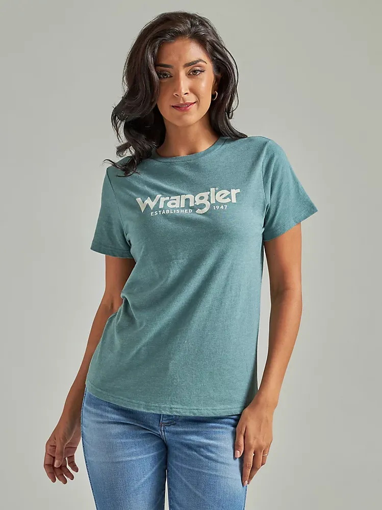 Women's Wrangler Western Graphic Reg Fit Tee Sagebrush Green Logo