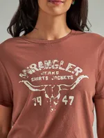 Women's Wrangler Western Graphic Reg Fit Tee Steerhead Brown