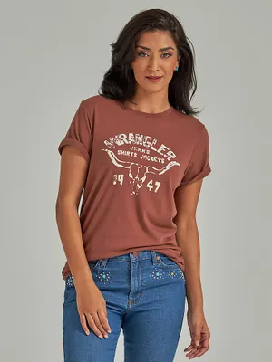 Women's Wrangler Western Graphic Reg Fit Tee Steerhead Brown