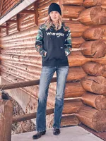 Women's Wrangler Retro® Logo Southwestern Yoke Pullover Hoodie Black