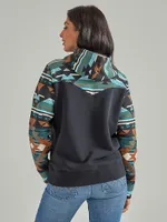 Women's Wrangler Retro® Logo Southwestern Yoke Pullover Hoodie Black