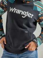 Women's Wrangler Retro® Logo Southwestern Yoke Pullover Hoodie Black