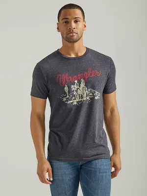 Men's Wrangler Vignette Logo T-Shirt Caviar Heather