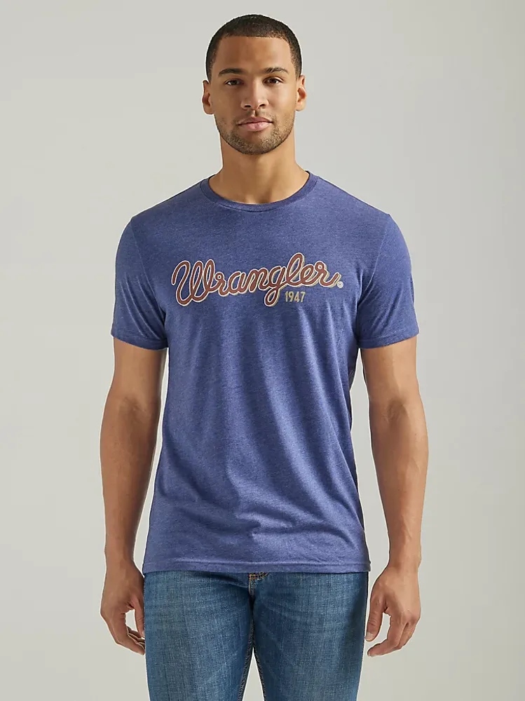 Men's Wrangler Looped Logo T-Shirt Denim Heather