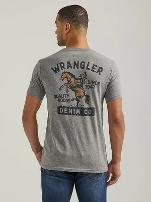 Men's Wrangler Bucking Cowboy Back Graphic T-Shirt Graphite Heather