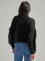 Women's Wrangler Retro® Fringe Sleeve Turtleneck Sweater Black